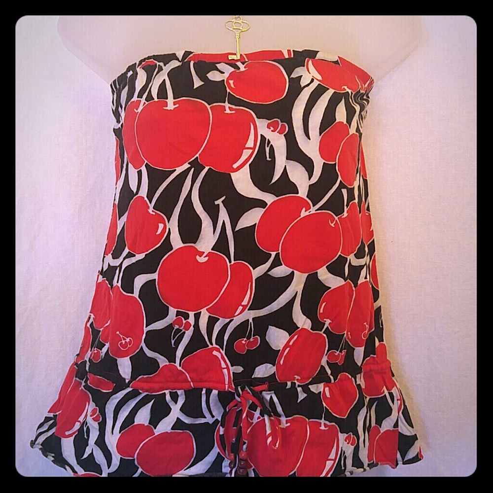 Lux Cherry Print Tube Top